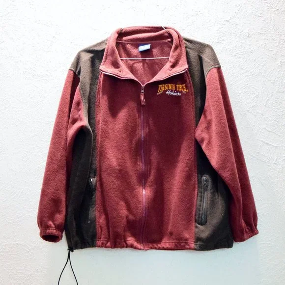 Virginia Tech VT Hokies Maroon Fleece Zip Up Jacket | Size L - Picture 2 of 7
